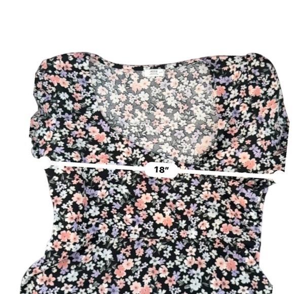 Ardene XL Floral Romantic Feminine Wrap Front Spring Puff Sleeve NWT Mini Dress - Picture 10 of 12